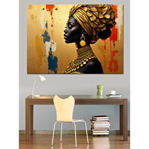 Altın Taçlı Kadın Dekoratif Kanvas - Mdf Ahşap Tablo 25x35 cm