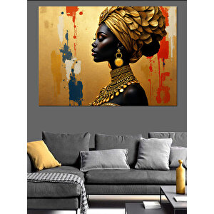 Altın Taçlı Kadın Dekoratif Kanvas - Mdf Ahşap Tablo 25x35 cm