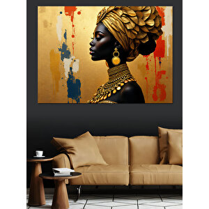 Altın Taçlı Kadın Dekoratif Kanvas - Mdf Ahşap Tablo