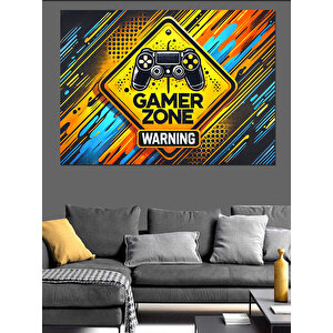 Sarı Siyah Gamer Zone Posteri Dekoratif Kanvas - Mdf Ahşap Tablo 25x35 cm