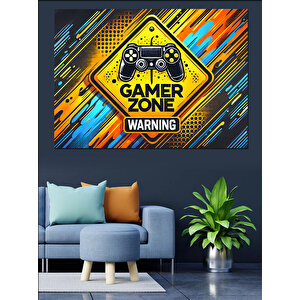 Sarı Siyah Gamer Zone Posteri Dekoratif Kanvas - Mdf Ahşap Tablo 25x35 cm