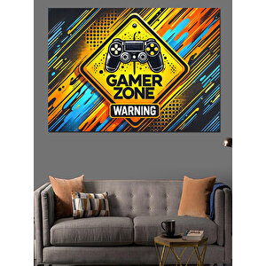 Sarı Siyah Gamer Zone Posteri Dekoratif Kanvas - Mdf Ahşap Tablo