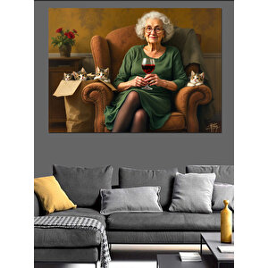 Yaşlı Kadın Portresi Dekoratif Kanvas - Mdf Ahşap Tablo 25x35 cm