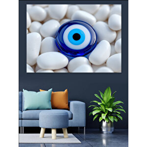 Mavi Nazar Boncuğu Dekoratif Kanvas - Mdf Ahşap Tablo 50x70 cm
