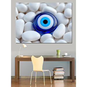 Mavi Nazar Boncuğu Dekoratif Kanvas - Mdf Ahşap Tablo 50x70 cm