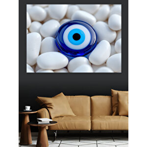 Mavi Nazar Boncuğu Dekoratif Kanvas - Mdf Ahşap Tablo