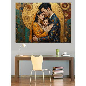 Kucağında Bebek Tutan Baba Dekoratif Kanvas - Mdf Ahşap Tablo 100x140 cm