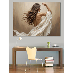 Beyaz Elbiseli Kadın Dekoratif Kanvas - Mdf Ahşap Tablo