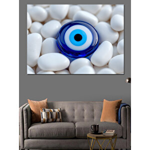 Mavi Nazar Boncuğu Dekoratif Kanvas - Mdf Ahşap Tablo 100x140 cm
