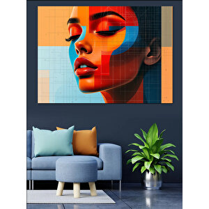 Kübist Kadın Portresi Dekoratif Kanvas - Mdf Ahşap Tablo 70x100 cm