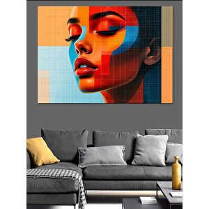 Kübist Kadın Portresi Dekoratif Kanvas - Mdf Ahşap Tablo