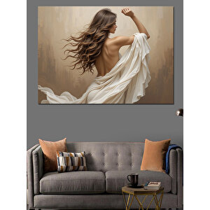 Beyaz Elbiseli Kadın Dekoratif Kanvas - Mdf Ahşap Tablo