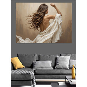 Beyaz Elbiseli Kadın Dekoratif Kanvas - Mdf Ahşap Tablo 100x140 cm