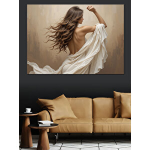 Beyaz Elbiseli Kadın Dekoratif Kanvas - Mdf Ahşap Tablo 100x140 cm