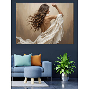 Beyaz Elbiseli Kadın Dekoratif Kanvas - Mdf Ahşap Tablo 100x140 cm