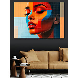 Kübist Kadın Portresi Dekoratif Kanvas - Mdf Ahşap Tablo 35x50 cm