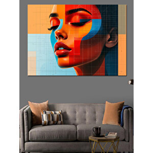 Kübist Kadın Portresi Dekoratif Kanvas - Mdf Ahşap Tablo 35x50 cm