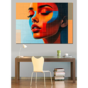 Kübist Kadın Portresi Dekoratif Kanvas - Mdf Ahşap Tablo