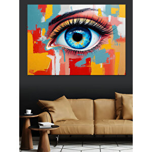Mavi Göz Ve Renkler Dekoratif Kanvas - Mdf Ahşap Tablo