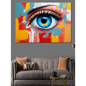 Mavi Göz Ve Renkler Dekoratif Kanvas - Mdf Ahşap Tablo 70x100 cm