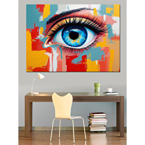 Mavi Göz Ve Renkler Dekoratif Kanvas - Mdf Ahşap Tablo 70x100 cm