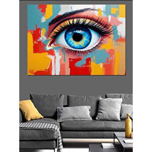 Mavi Göz Ve Renkler Dekoratif Kanvas - Mdf Ahşap Tablo