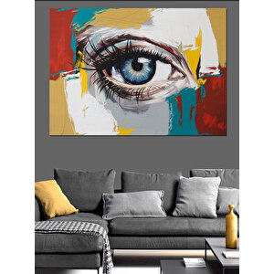 Sanatsal Mavi Göz Dekoratif Kanvas - Mdf Ahşap Tablo 70x100 cm