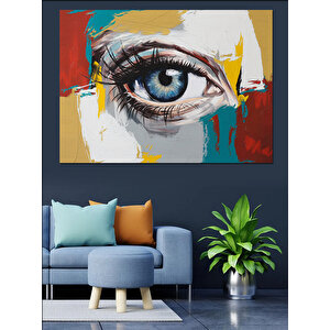 Sanatsal Mavi Göz Dekoratif Kanvas - Mdf Ahşap Tablo