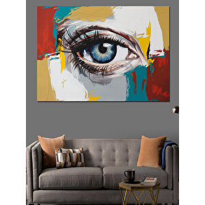 Sanatsal Mavi Göz Dekoratif Kanvas - Mdf Ahşap Tablo