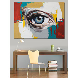 Sanatsal Mavi Göz Dekoratif Kanvas - Mdf Ahşap Tablo 50x70 cm