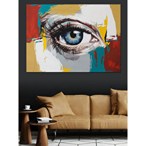 Sanatsal Mavi Göz Dekoratif Kanvas - Mdf Ahşap Tablo 50x70 cm