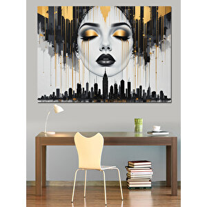 Soyut Kadın Portresi Dekoratif Kanvas - Mdf Ahşap Tablo 70x100 cm