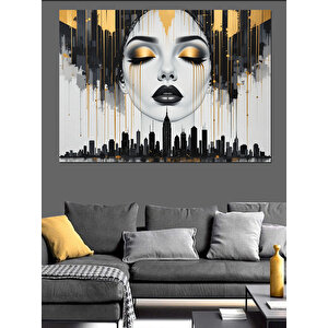Soyut Kadın Portresi Dekoratif Kanvas - Mdf Ahşap Tablo 70x100 cm