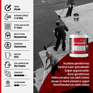 Alkoru 5 Kg Süper Likit Membran Kauçuk Ve Elyaf Katkılı Sıvı Su Yalıtım Malzemesi