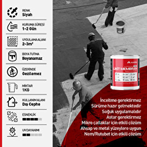 Alkoru 1 Kg Süper Likit Membran Kauçuk Ve Elyaf Katkılı Sıvı Su Yalıtım Malzemesi