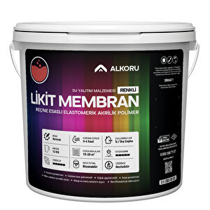Alkoru 13 Kg Kırmızı Likit Membran Renkli Reçine Esaslı Sıvı Su Yalıtım Malzemesi