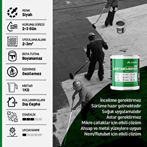 Alkoru 1 Kg Lite Likit Membran Kauçuk Ve Elyaf Katkılı Sıvı Su Yalıtım Malzemesi