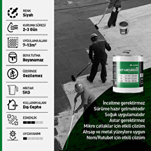 Alkoru 5 Kg Lite Likit Membran Kauçuk Ve Elyaf Katkılı Sıvı Su Yalıtım Malzemesi
