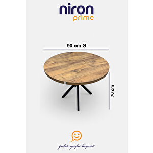 Niron Elis Yuvarlak Ceviz Masa – 90 Cm, Modern Ve Dayanıklı Tasarım
