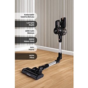 Pi̇rantech Es411 Led Ekranlı Katlanabilir Yüksek Emiş Güçlü 300 Watt Dikey Şarjlı Süpürge