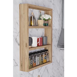 3 Katlı Duvar Rafı 43×60 Cm – Mutfak Baharatlık & Kupa Düzenleyici, Banyo Ve Salon Dekor Rafı