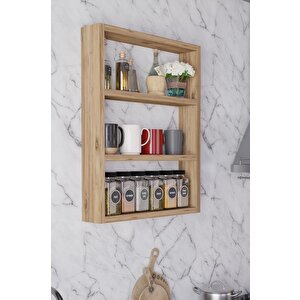 3 Katlı Duvar Rafı 43×60 Cm – Mutfak Baharatlık & Kupa Düzenleyici, Banyo Ve Salon Dekor Rafı