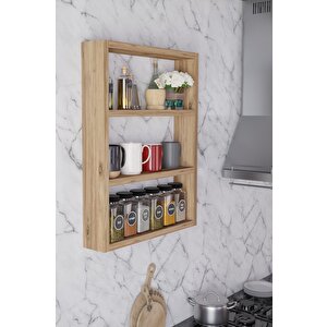 3 Katlı Duvar Rafı 43×60 Cm – Mutfak Baharatlık & Kupa Düzenleyici, Banyo Ve Salon Dekor Rafı