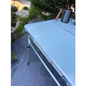 Modulbox Katlanabi̇li̇r Kamp Masasi, Alümi̇nyum, 60x60 Ölçü, Pi̇kni̇k Masasi, Açik Yeşi̇l