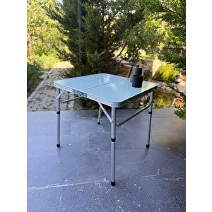 Modulbox Katlanabi̇li̇r Kamp Masasi, Alümi̇nyum, 60x60 Ölçü, Pi̇kni̇k Masasi, Açik Yeşi̇l