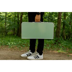 Modulbox Katlanabi̇li̇r Kamp Masasi, Alümi̇nyum, 60x60 Ölçü, Pi̇kni̇k Masasi, Açik Yeşi̇l