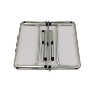 Modulbox Katlanabi̇li̇r Kamp Masasi, Alümi̇nyum, 60x60 Ölçü, Pi̇kni̇k Masasi, Açik Yeşi̇l