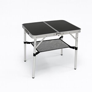 Modulbox Katlanabi̇li̇r, Ayarlanabi̇li̇r Alümi̇nyum, 45x60 Cm, 2 Yüksekli̇, Kamp Masasi, Pi̇kni̇k Masasi, Si̇yah Renk