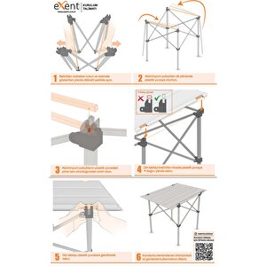 Exent 2 Adet Rejisör Ve 50x70 Kamp Masası Set-kamp, Piknik Masa Sandalye Seti 2+1