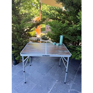 Katlanabi̇li̇r Kamp Masasi, Alümi̇nyum, 60x90 Ölçü, Pi̇kni̇k Masasi, Ahşap Renk